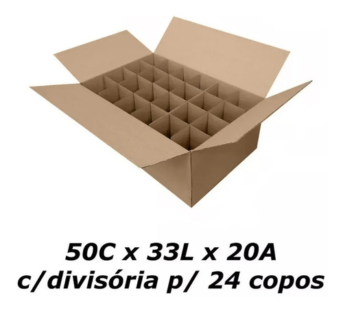 3 Caixas De Papelão 50 X 33 X 20 P/ 24 Copos C/ Div Mudança