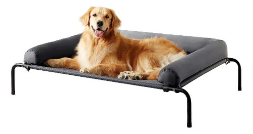 Cama Elevada Para Perros L Malla Transpirable Con Cojin Gris