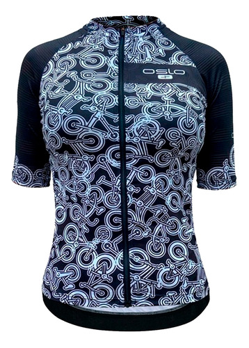 Remera Jersey Dama Ciclista Oslo Doodle Manga Corta Ruta Mtb