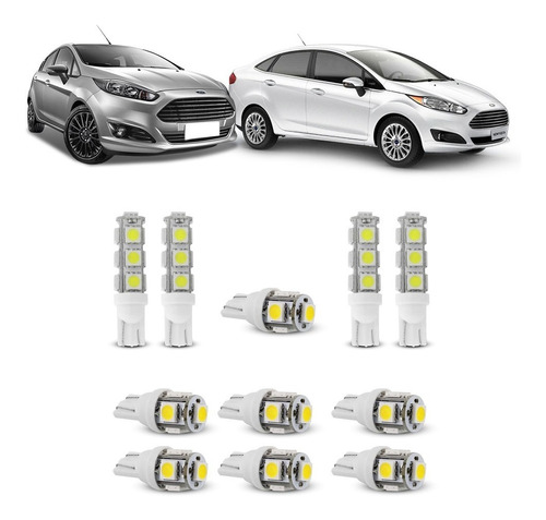 Jogo Led Completo Ford New Fiesta Luz Teto Placa Ré Farolete