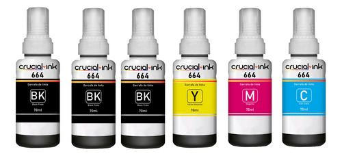 Kit 6 Tinta Compatível P/ Epson T664  L220 L395 L475 L495