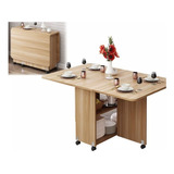 Mesa Con Ruedas Plegable Moderna Comedor Minimalista 140cm