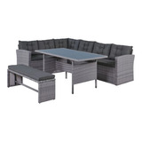 Juego Living Exterior Sillones Rattan Esquinero Mesa Premium