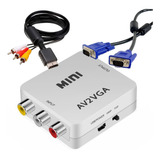 Mini Adaptador De Vídeo Rca Av Para Vga 1080p + Cabos