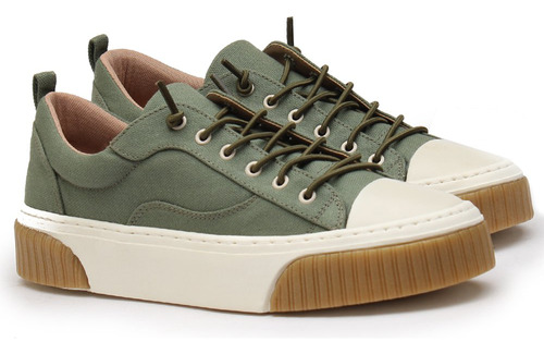 Tênis Feminino Casual Em Lona Monopolio Brida Verde