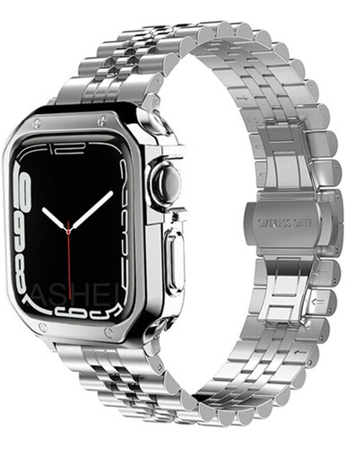 Correa De Acero Inoxidable + Funda Para Apple Watch 7 45mm