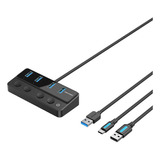 Vention Chwbf Hub Usb 3.0 Multipuerto 4 En 1 Adaptador A 4 Puertos Usb C 5gbs Teclado Disco Rigido Mouse Pendrive Celular Impresora Negro