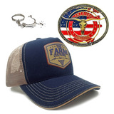 Kit Boné Farm Bulls Culture Fivela American Country Chaveiro