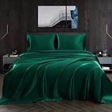 Sabanas Satinadas Fundas Para Almohadas Color Verde Oscuro