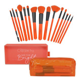 Beauty Creations Orange Neon Set De Brochas 15 Piezas Color Naranja