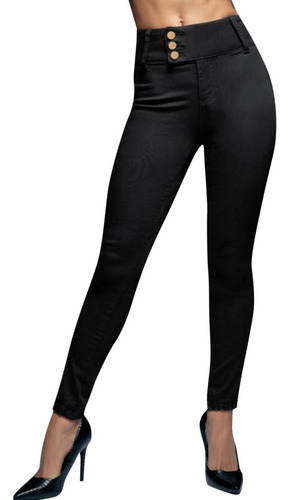 Jeans Negro Skinny Cintura Alta Fergino Mezclilla Lido Mujer