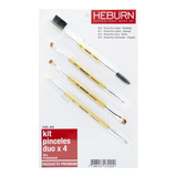 Kit 4 Pinceles Dúo Basicos Heburn Maquillaje Profesional 476