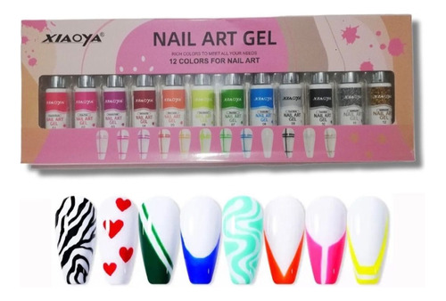Nail Art Gel 12 Colores Para Arte De Uñas Xiaoya