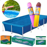 Kit Completo Piscina 3000l Mor + Capa +forro + 2 Lança Agua