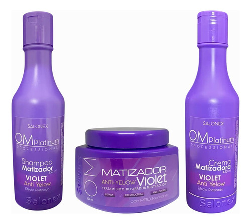 Kit Shampoo + Crema + Crema Matizador Violeta Salonex 