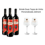 Vinho Tinto Suave Jolimont 3 Unid + Brinde 2 Taças De Vidro 