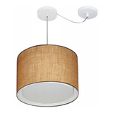 Lustre C/ Desvio De Centro Md-4312 Cupula Tec 40x30cm Palha