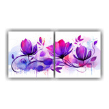 100x50cm Set 2 Lienzo Rectangular Atmosfera Neonoir Flores