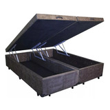 Base Cama Box Baú Bipartido King Suede Marrom 43x193x203