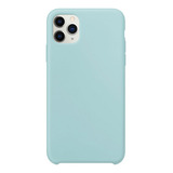 Capa Capinha Silicone Veludo Compatível C/ iPhone 11 Pró Max Cor Azul Céu