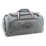 Bolso Viaje Deportivo Urbano Reforzado Wilson Gym Bolsillo Color Gris Liso