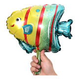 20 Mini Balão Peixe Metalizado 30cm Decoração Fundo Do Mar