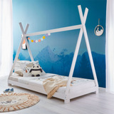 Cama Montessoriana Madeira Cabana Com Estrado Elin Branco