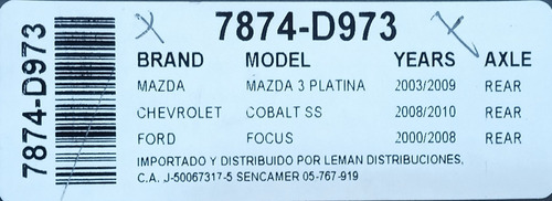 Pastilla Freno Trasera Mazda 3 Platina Foto 3