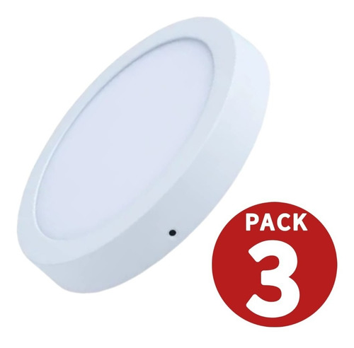 Panel Led Sobrepuesto Redondo 18w Luz Neutra Pack 3 Und