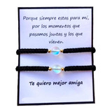 Dúo Pulseras Mejores Amigas Cuarzo Negro Macramé Bff Regalo