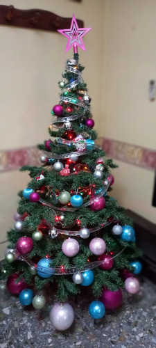 Arbol Navidad Completo Con Adornos Bolas Luces