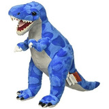 Tiranosaurio Rex De Peluche De Felpa Color Azul Gris Tela