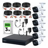 Dahua Kit De Video Vigilancia 6 Cámaras Metálicas 2 Mp Micrófono Hdd De 3 Tb + Accesorios Cámaras De Seguridad Con Detección De Movimento Y Alta Resolución