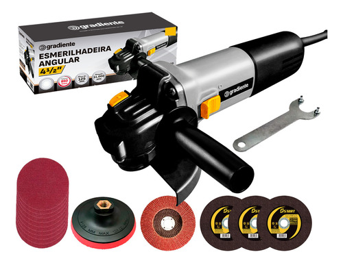 Kit Esmerilhadeira Lixadeira Profissional 4.1/2 C/ Acessório Cor Preto Frequência 60hz 220v