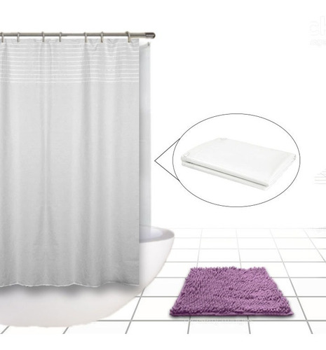 Cortina De Tela Para Baño Moderna Protector 100 M Alfombra