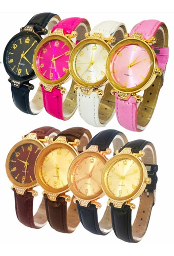 Kit 10 Relógios Femininos Sortidos Silicone/couro/aço Barato