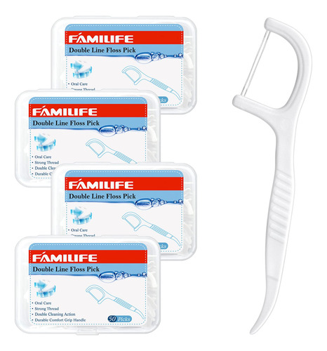 Familife Dental Floss Picks, Double Line Flossers 200 Count,