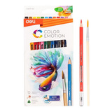 Lapices De Color Deli Emotion X12 Acuarelable Incluye Pincel