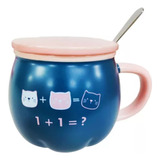 Taza Cat Cute Mug Con Tapa Y Cuchara Gato Kawaii / R&r
