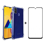 Capa Case Anti Shock Para Samsung Galaxy M21s + Película 3d Cor Transparente Liso