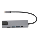 Hub Usb C Tipo 5 En 1, Aleación De Aluminio, Gris Plateado,