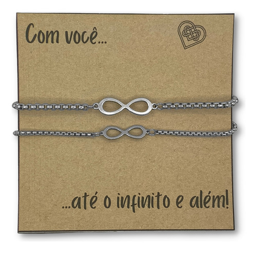 Par Pulseira Para Casal Infinito Com Imã Namorados Aço Inox