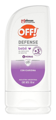 Gel Repelente De Insectos Off Defense Para Bebés X 100 Ml