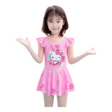 Hellokitty Traje De Baño Vestido Niñas Playa Linda Moda