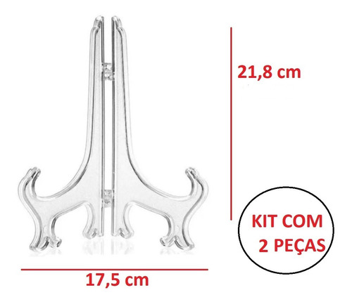 Suporte Para Pratos 2 Peças De Plástico Transparente 21,8 Cm