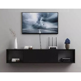 Mueble Tv Flotante O Mesa Tv Moderna Negro Slim 90cm Moderno