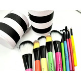 Kit 10 Brochas Pinceles Estuche Tubo Maquillaje Profesional