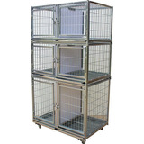 Gaiola Canil Cães E Gatos - 6 Lugares Modular Prata Petshop