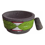 Molcajete Artesanal Circular Típico Piedra Volcánica + Mano