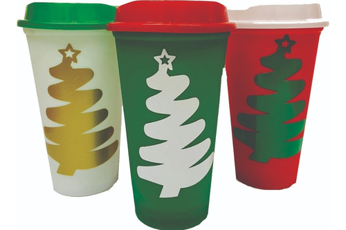 Vaso Cafetero 3 Piezas Navidad Star Starbucks 16oz De Colore